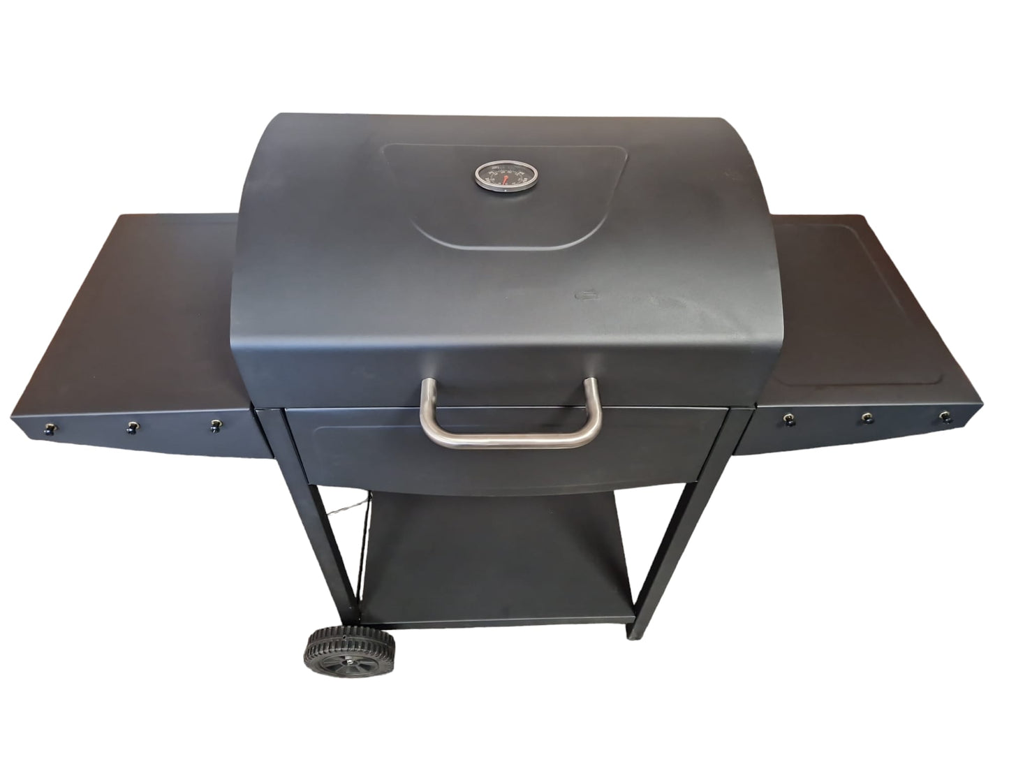 Barbacoa ELECSAN BQ112 de carbón con tapa, parrilla de carbón XXL con ruedas y termómetro y dos estantes, barbacoa grande de carbón para camping y jardín