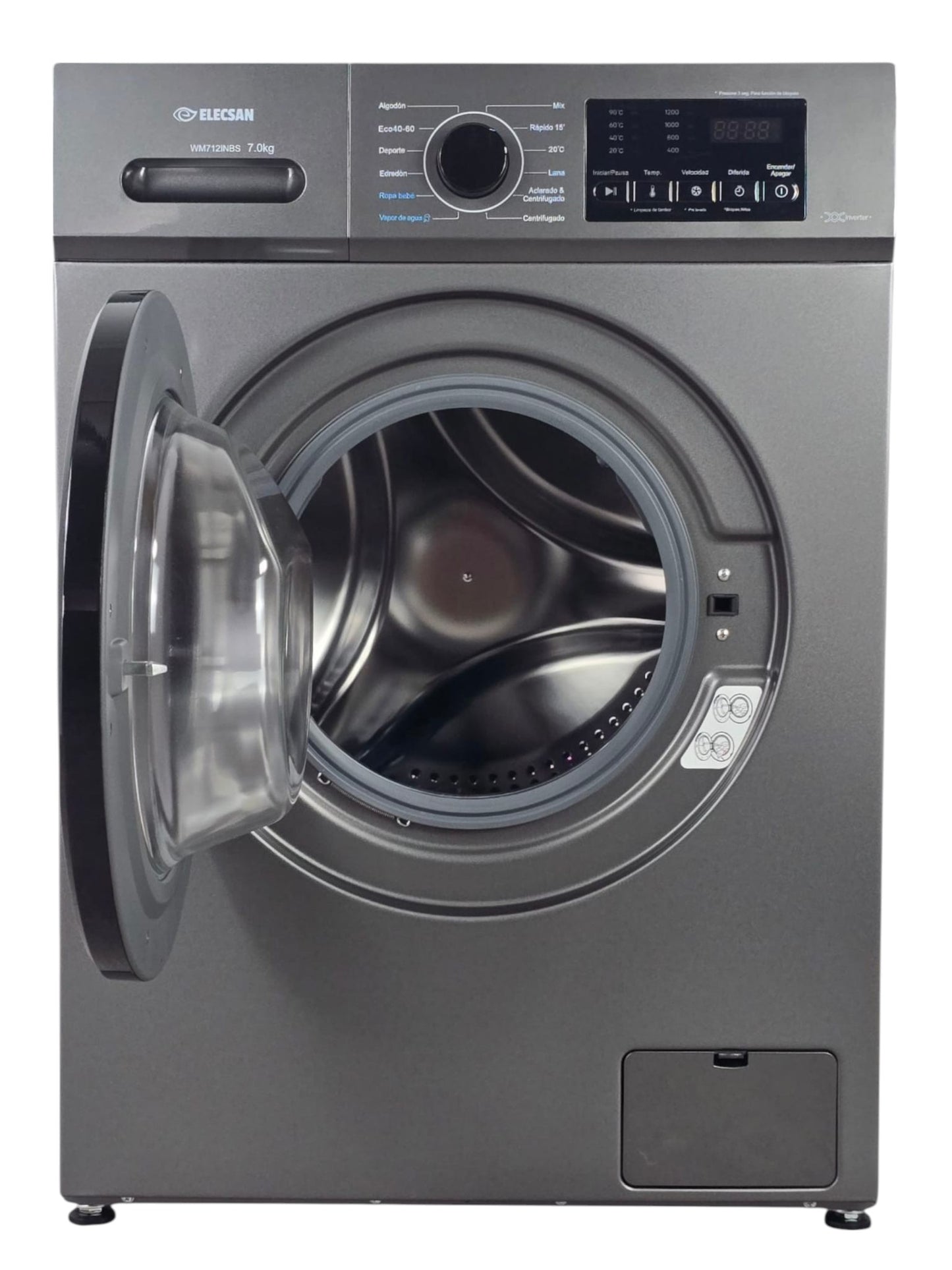LAVADORA ELECSAN WM712INBS 7KG 1200rpm MOTOR INVERTER COLOR GRIS GRAFITO
