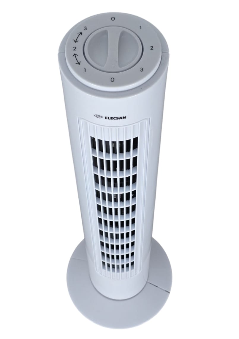 Ventilador De Torre Elecsan Oscilante De 73 Cm De Altura, Color Blanco , 3 Velocidades Y 40W De Potencia ( Bajo Consumo )