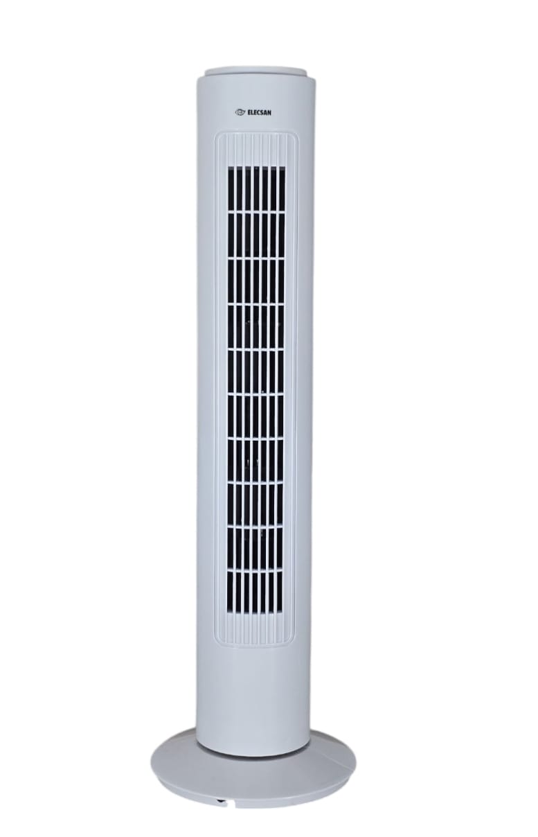 Ventilador De Torre Elecsan Oscilante De 73 Cm De Altura, Color Blanco , 3 Velocidades Y 40W De Potencia ( Bajo Consumo )