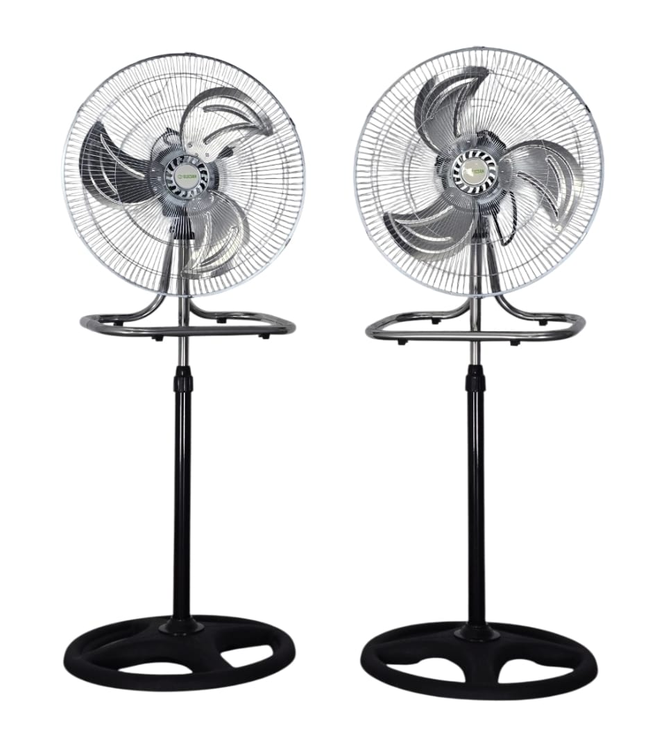 Pack De 2 Ventiladores Industriales 3 En 1 Elecsan, 50Cm - 18 Pulgadas, Aspas De Aluminio , 3 Velocidades, Oscilante, Acero Inoxidable,  Bajo Consumo