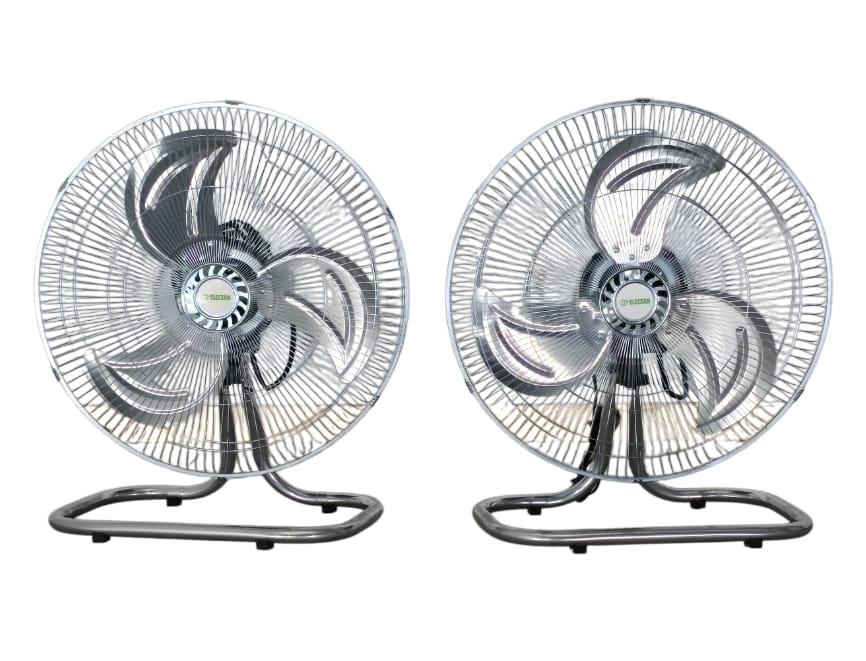 Pack De 2 Ventiladores Industriales 3 En 1 Elecsan, 50Cm - 18 Pulgadas, Aspas De Aluminio , 3 Velocidades, Oscilante, Acero Inoxidable,  Bajo Consumo